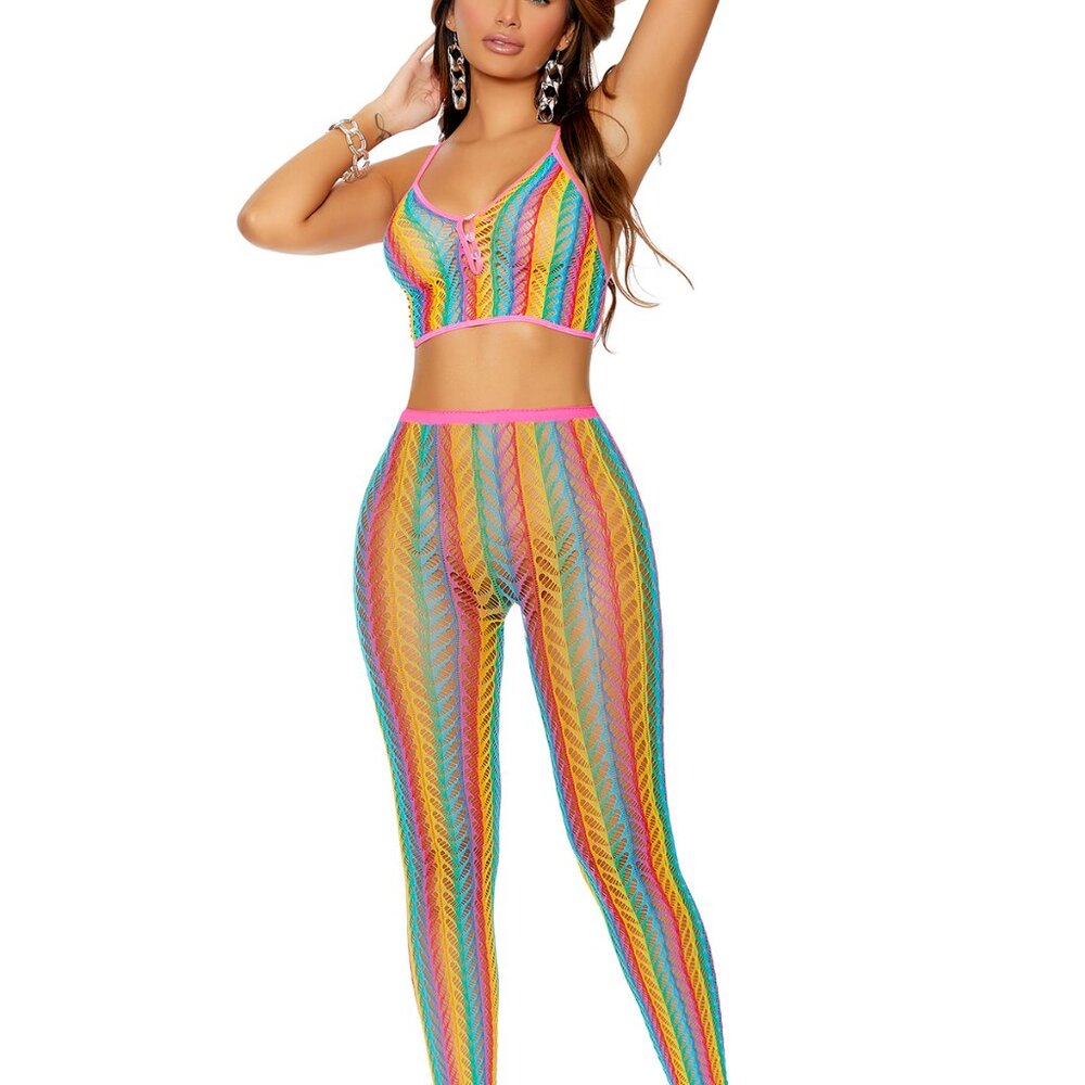 Festival Crochet Net Cami Top and Leggings Set - Picture 4 of 9
